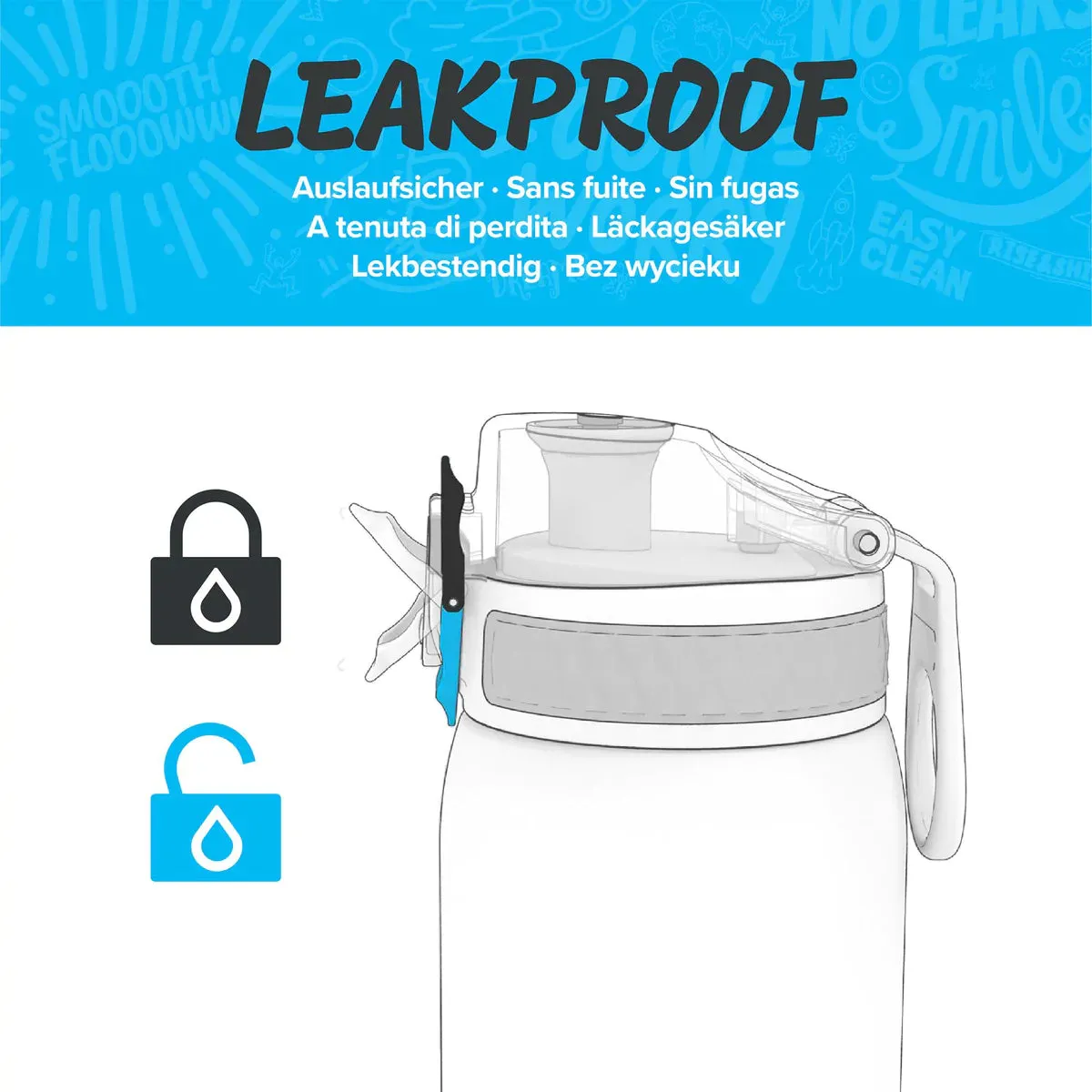ION8 Leak Proof Water Bottle, Blue 1100ML BPA Free
