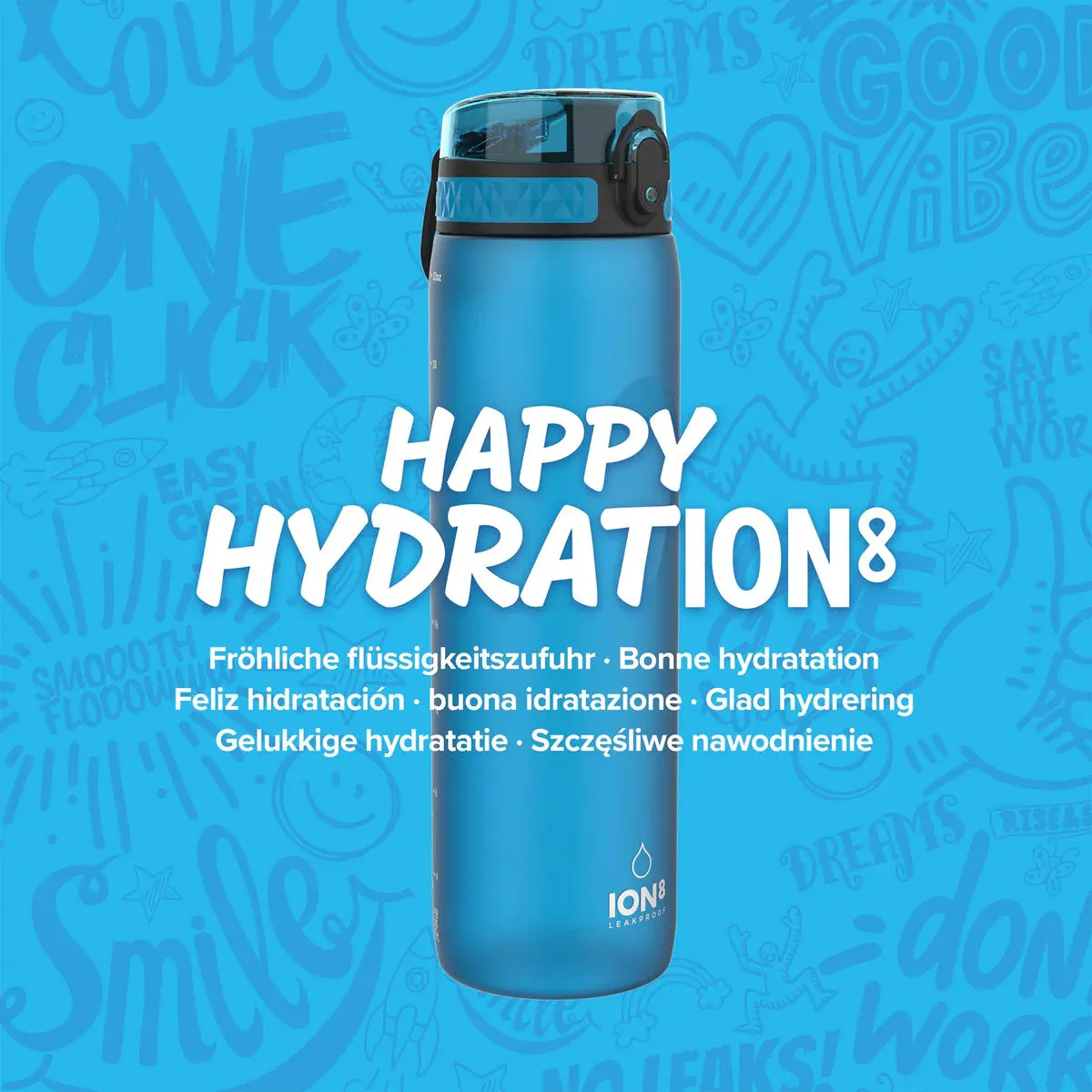 ION8 Leak Proof Water Bottle, Blue 1100ML BPA Free