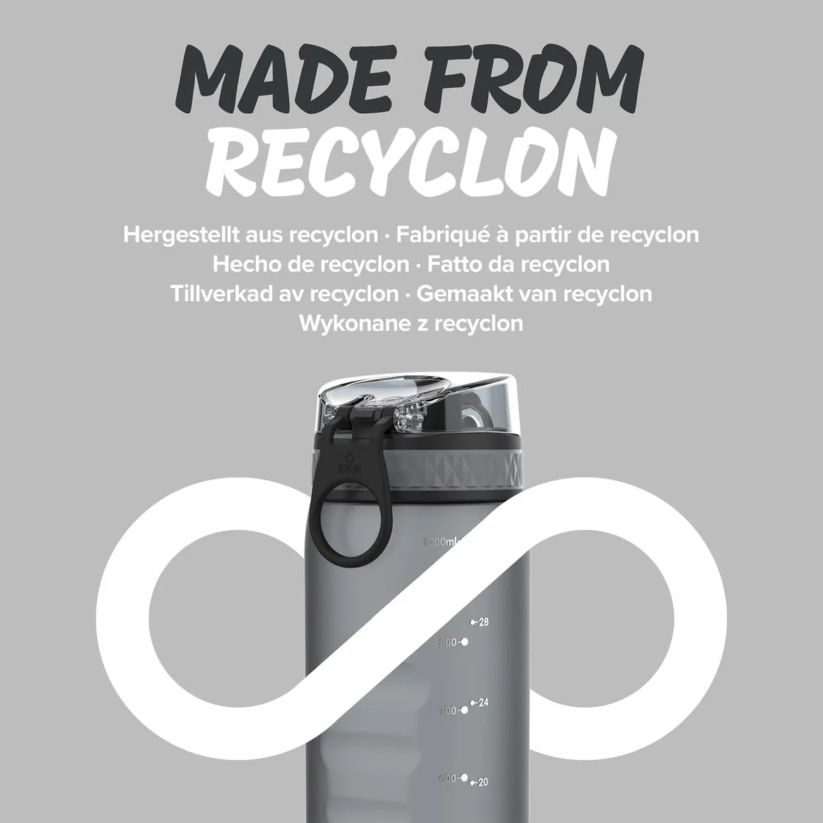 ION8 Leak Proof Water Bottle, Grey, 1100ML BPA Free