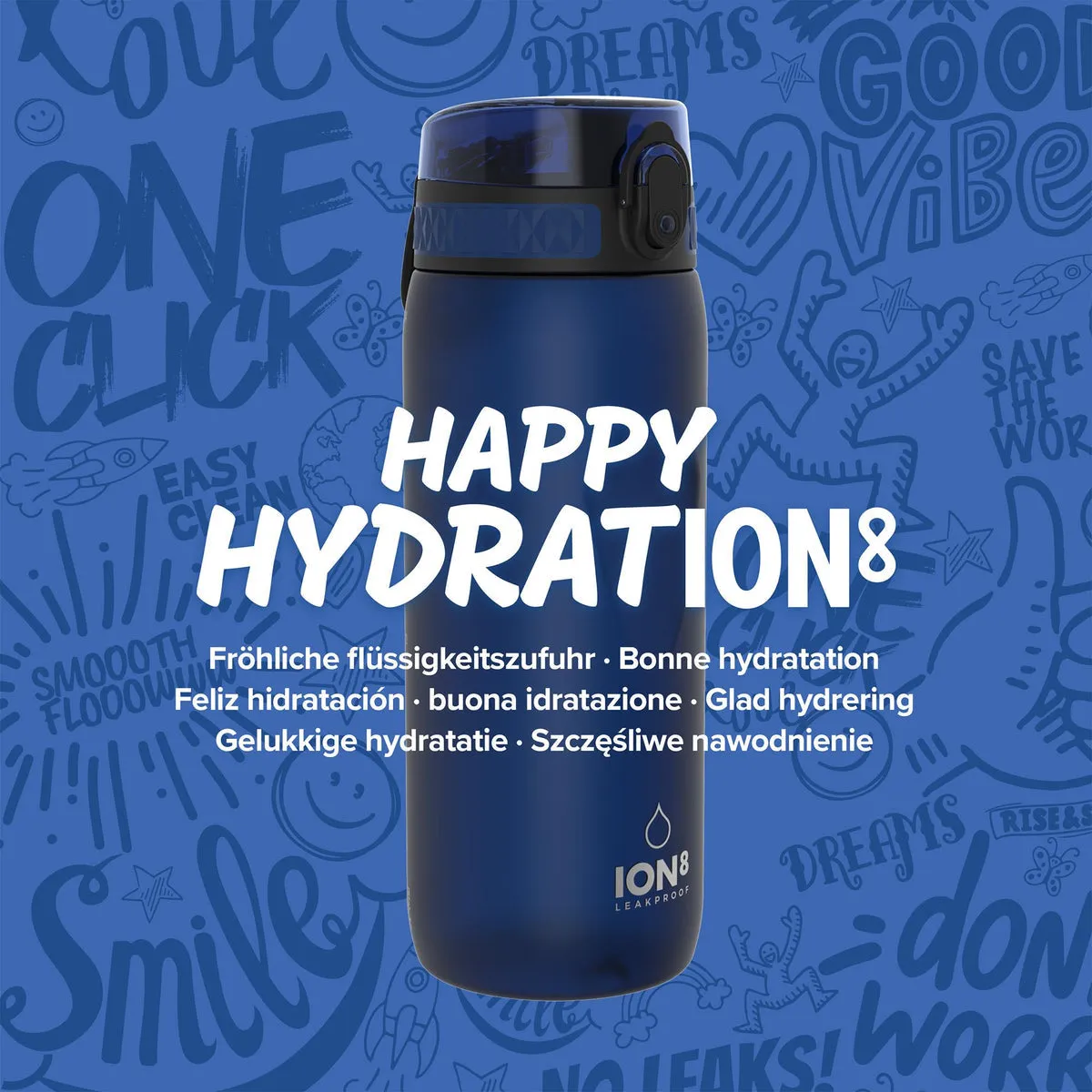 ION8 Leak Proof Water Bottle, Navy, 750ML BPA Free