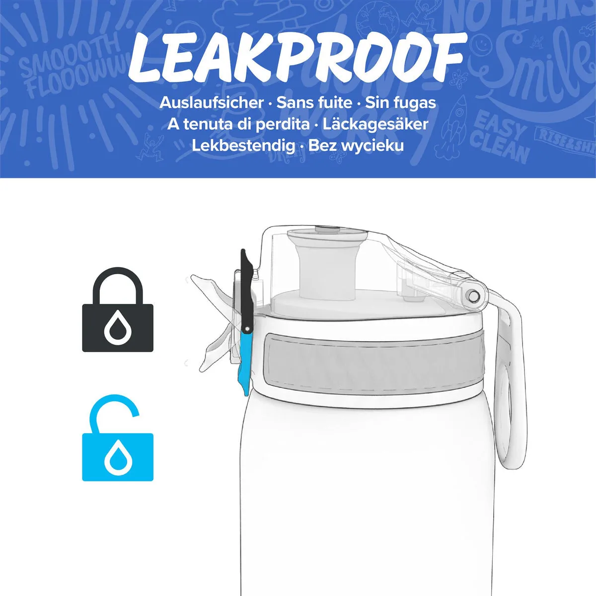 ION8 Leak Proof Water Bottle, Navy, 750ML BPA Free