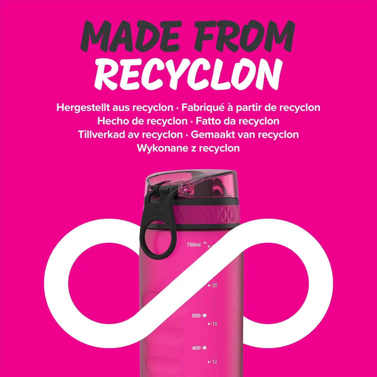ION8 Leak Proof Water Bottle, Pink, 750ML BPA Free