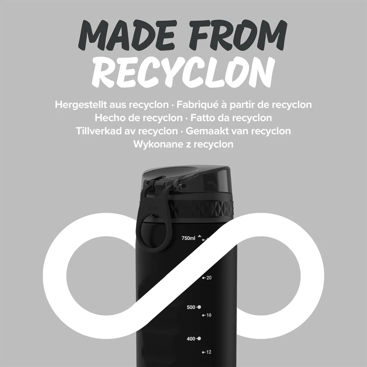 ION8 Leak Proof Water Bottle, Solid Carbon, 750ML BPA Free