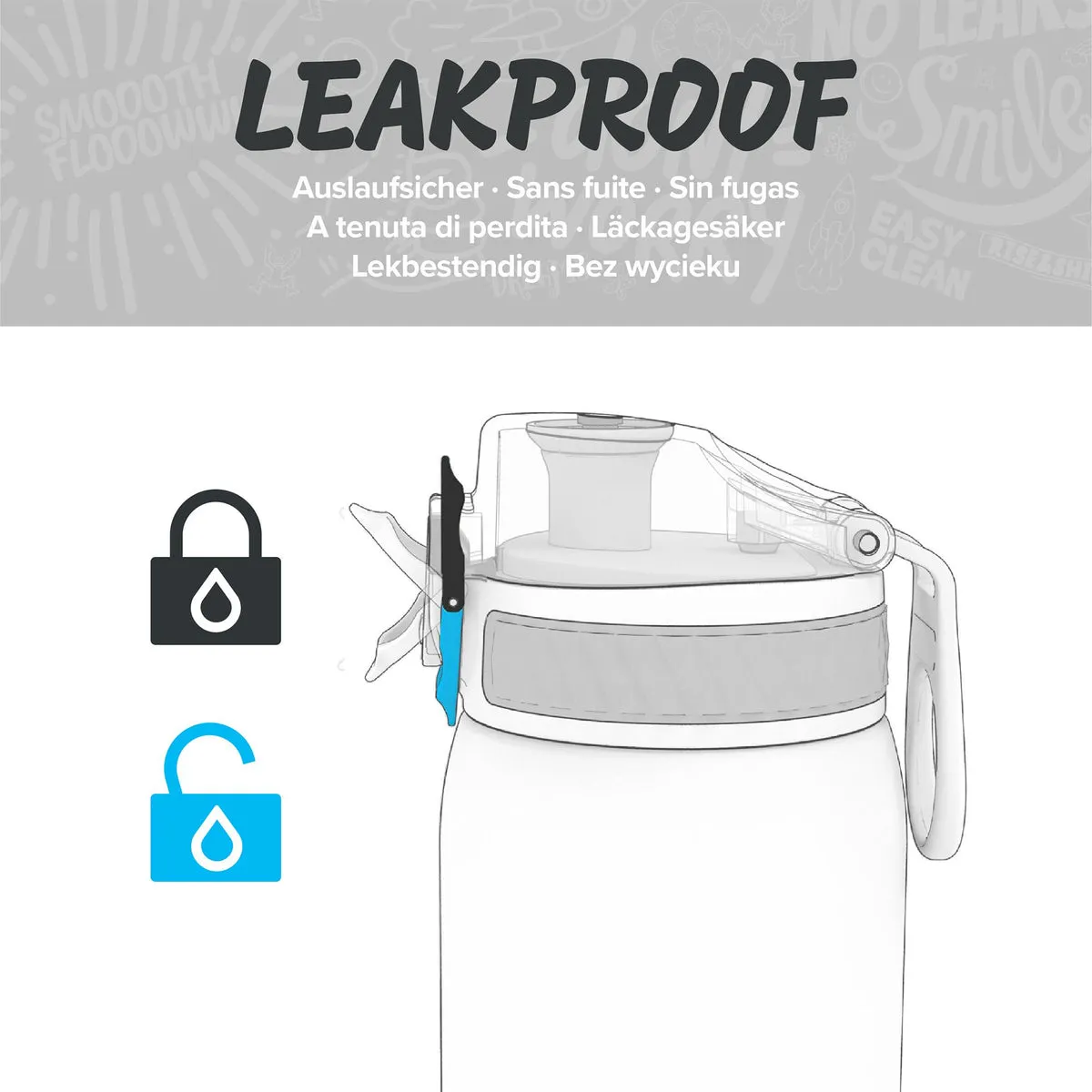 ION8 Leak Proof Water Bottle, Solid Carbon, 750ML BPA Free