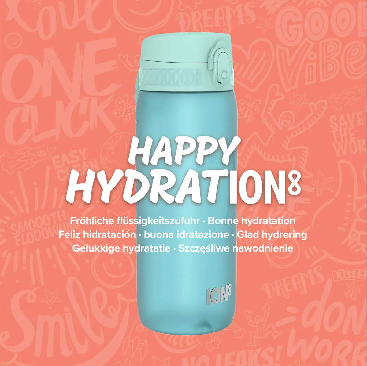 ION8 Leak Proof Water Bottle, Sonic Blue, 750ML BPA Free
