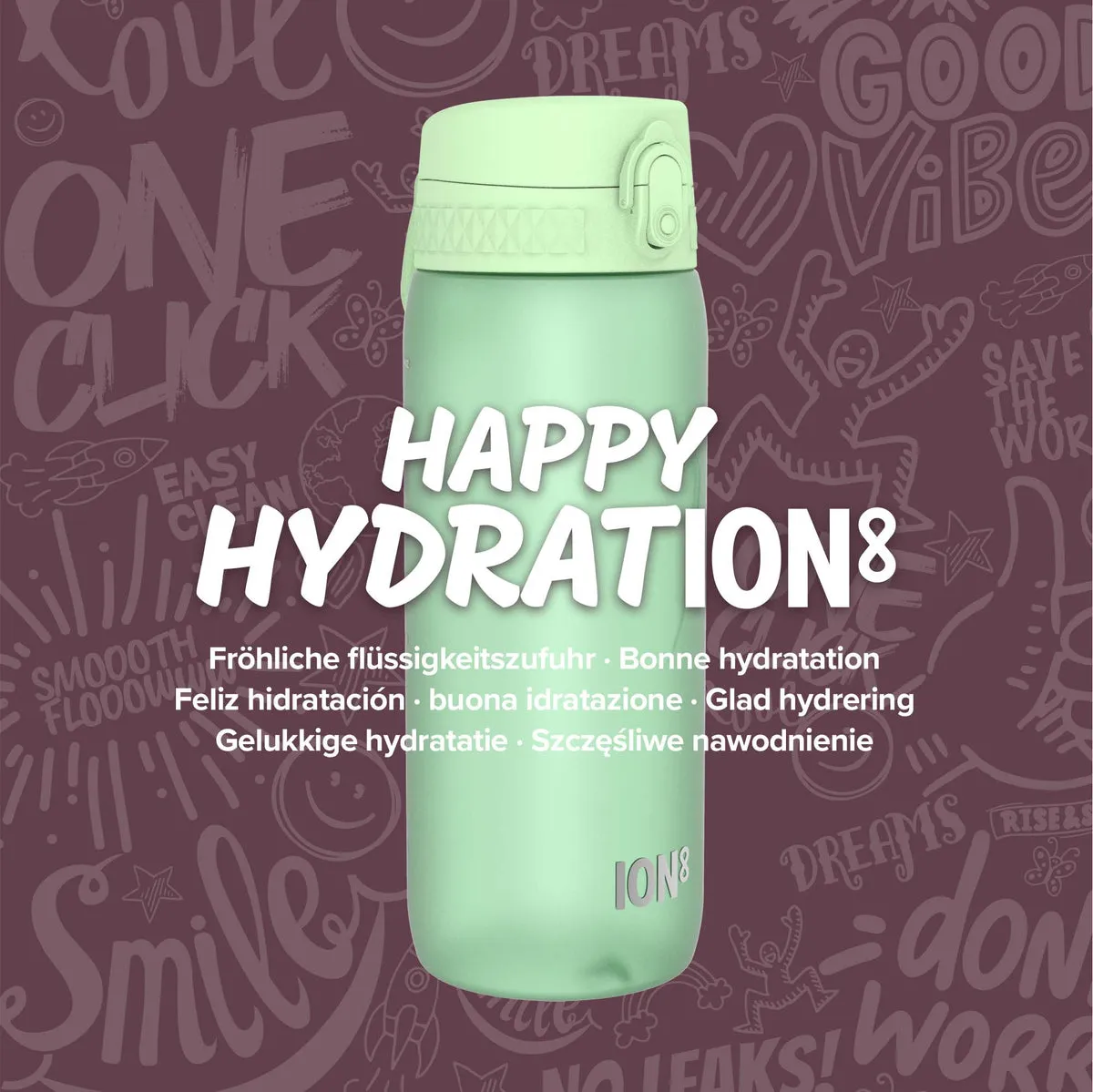 ION8 Leak Proof Water Bottle, Surf Green, 750ML BPA Free