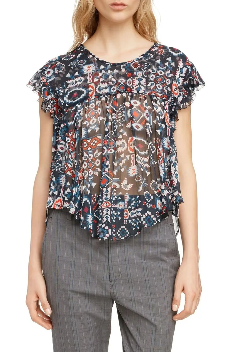 ISABEL MARANT ETOILE printed silk babydoll blouse