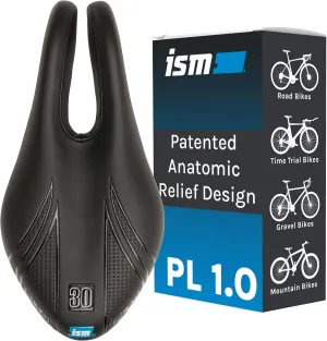 ISM PL Series Noseless Bike Seat - Split Nose Bicycle Saddle for Road Bikes, Mountain Bikes, Gravel, and Triathlon Bikes - Unisex Anatomic Relief Bicycle Saddle for Optimized Blood Flow