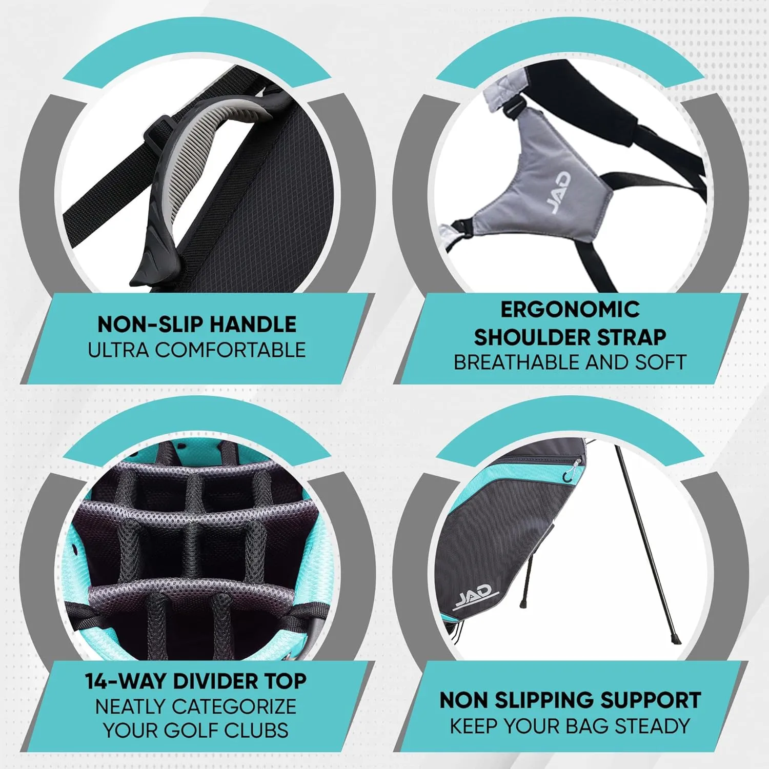 JAD PRO Golf, Premium Everyday Golf Stand Bag for Men and Women, 14-Way Top Dividers, Ultra Lightweight, Easy for Carrying, Large Pockets for Accessories, Durable Water Resistant