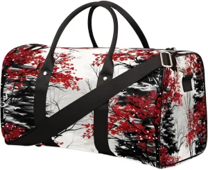 Japanese Style Travel Duffle Bag, Sports Gym Bags for Women Men, Carry On Weekender Overnight Bag, Vintage Painting Workout Hospital Airplane Trips Bag
