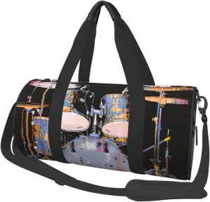 Jazz drum Printed Sports Gym Bag for Men Women Foldable Duffel Bag Carry On Weekender Bag for Travel Sports