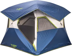 Jet Set Hub Camping Tent, Easy 90 Second Set-Up, Waterproof, UV Resistant, Ample Storage Options, Deep Blue