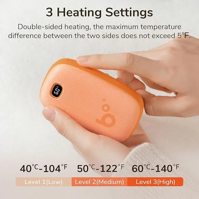 JISULIFE Hand Warmers Rechargeable, 9000mAh Faux Deer-Skin Texture Hand Warmer, 3 Gears Electric Hand Warmer, Hot Hands for Camping/Hiking/Golf, Xmas Gifts for Women/Hunting Gifts for Men