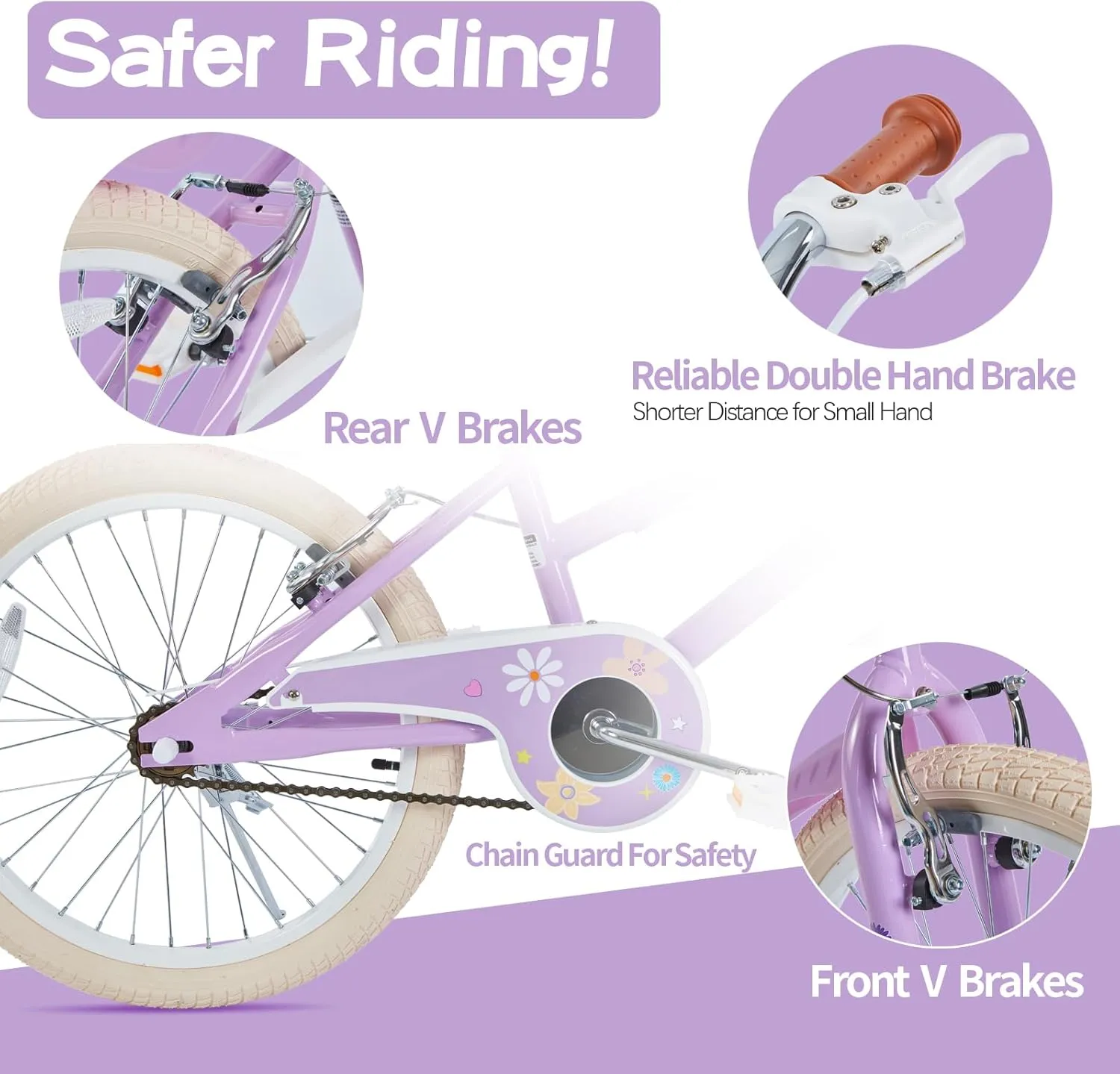 JMMD Girls Bike for 4-12 Years Old Kids, 12 14 16 18 20 24 Kids Bike with Training Wheels, Basket and Doll Seat, Toddler Girls Bicycles with Handbrake & Kickstand, Multiple Colors
