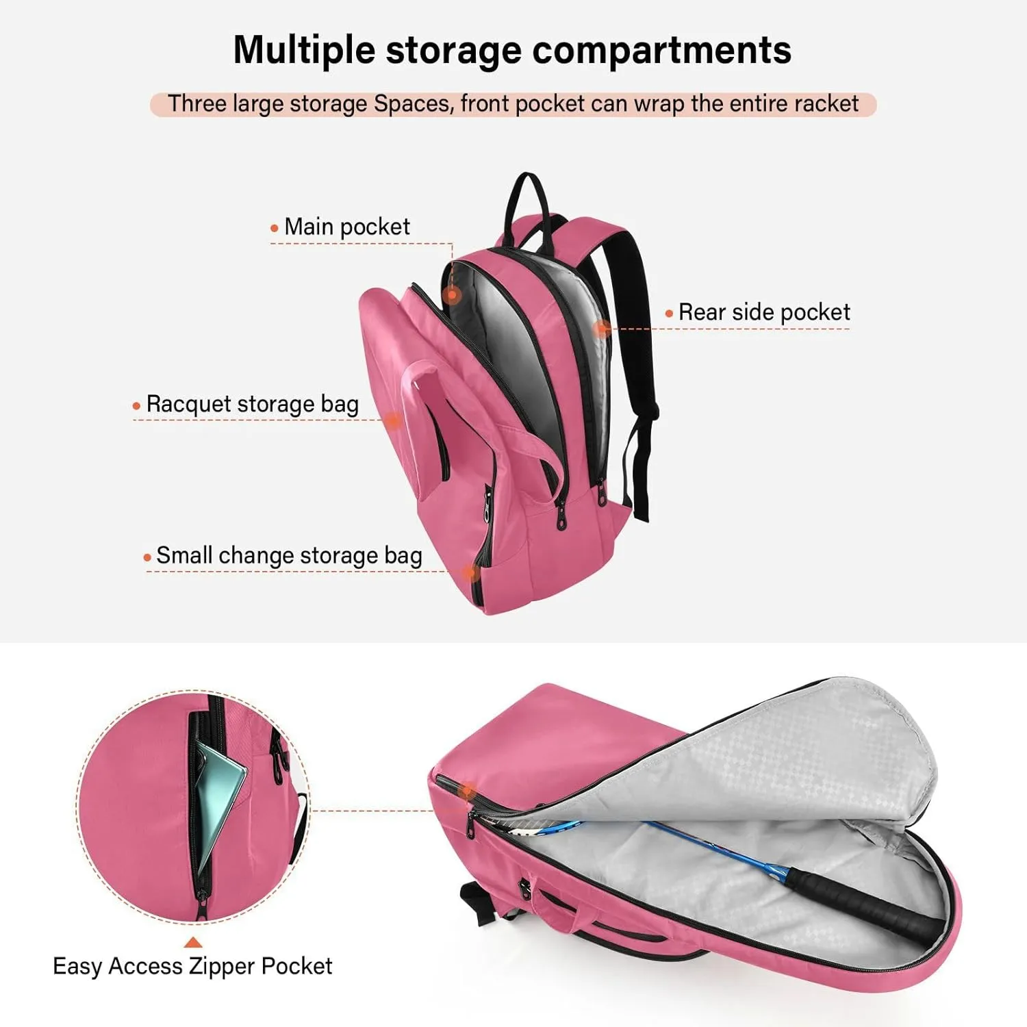 Joko Ivery Tennis Bag Backpack Tennis Racket Bag Pickleball Bag Backpack Tennis Bags Fits Badminton Paddles Squash Racquet
