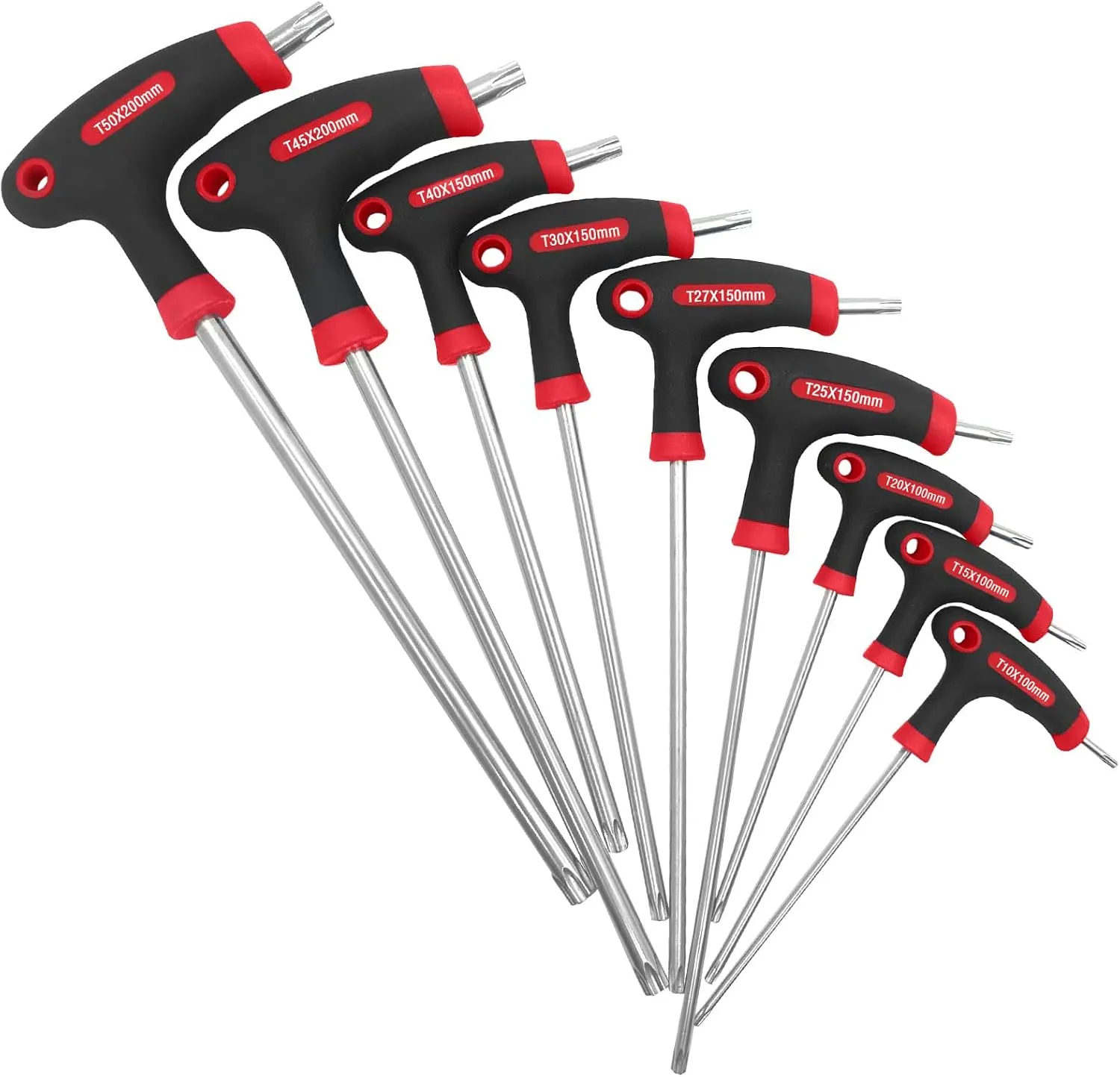 JONMON Bike Torx Key Wrench Set, T10-T50 T Handle Star Key, Bicycle Long Arm Hex Key Wrenches Tool Kits with Torx Head for Bike Pedal Handlebar Brake Mount Repair, 9Pcs