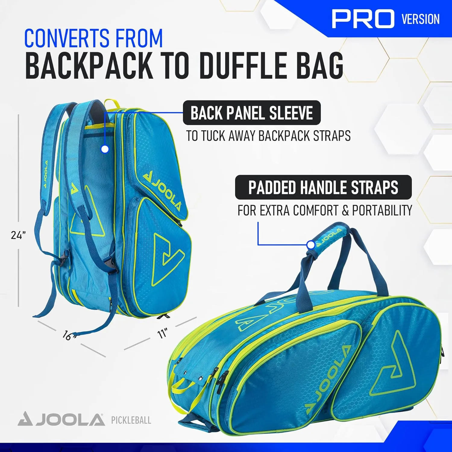 JOOLA Tour Elite Pro Pickleball Bag – Backpack & Duffle Bag for Paddles & Pickleball Accessories – Thermal Insulated Pockets Hold 4  Paddles - Includes Fence Hook