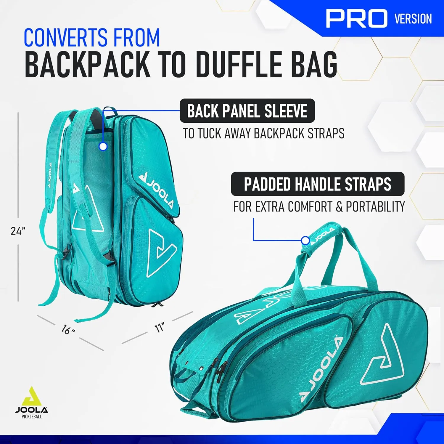 JOOLA Tour Elite Pro Pickleball Bag – Backpack & Duffle Bag for Paddles & Pickleball Accessories – Thermal Insulated Pockets Hold 4  Paddles - Includes Fence Hook