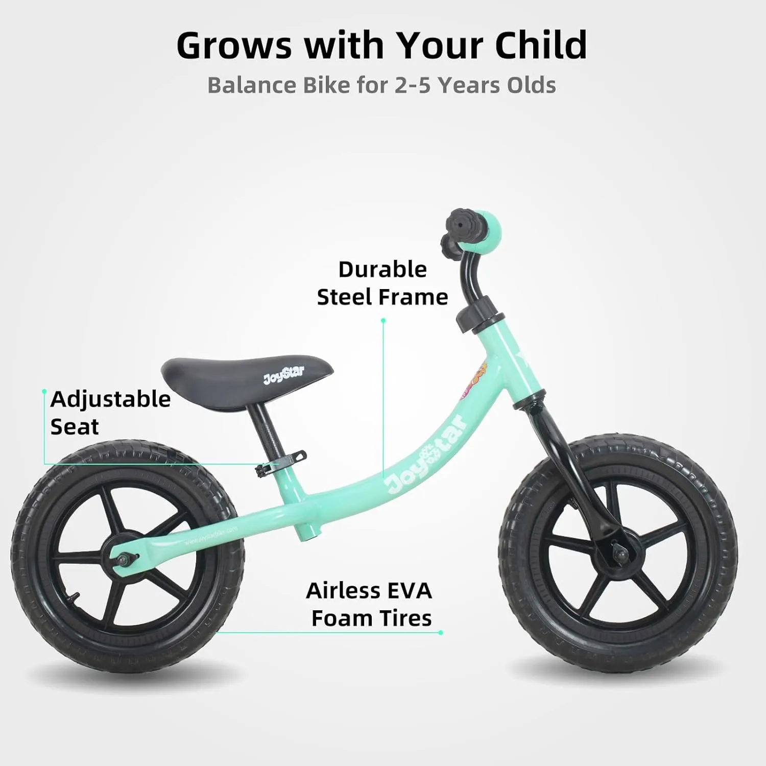 JOYSTAR 12 Inch Balance Bike for 18months, 2, 3, 4, and 5 Years Old Boys and Girls, Lightweight Push Bike with Adjustable Handlebar and Seat, Gift Bike for 2-5 Boys Girls