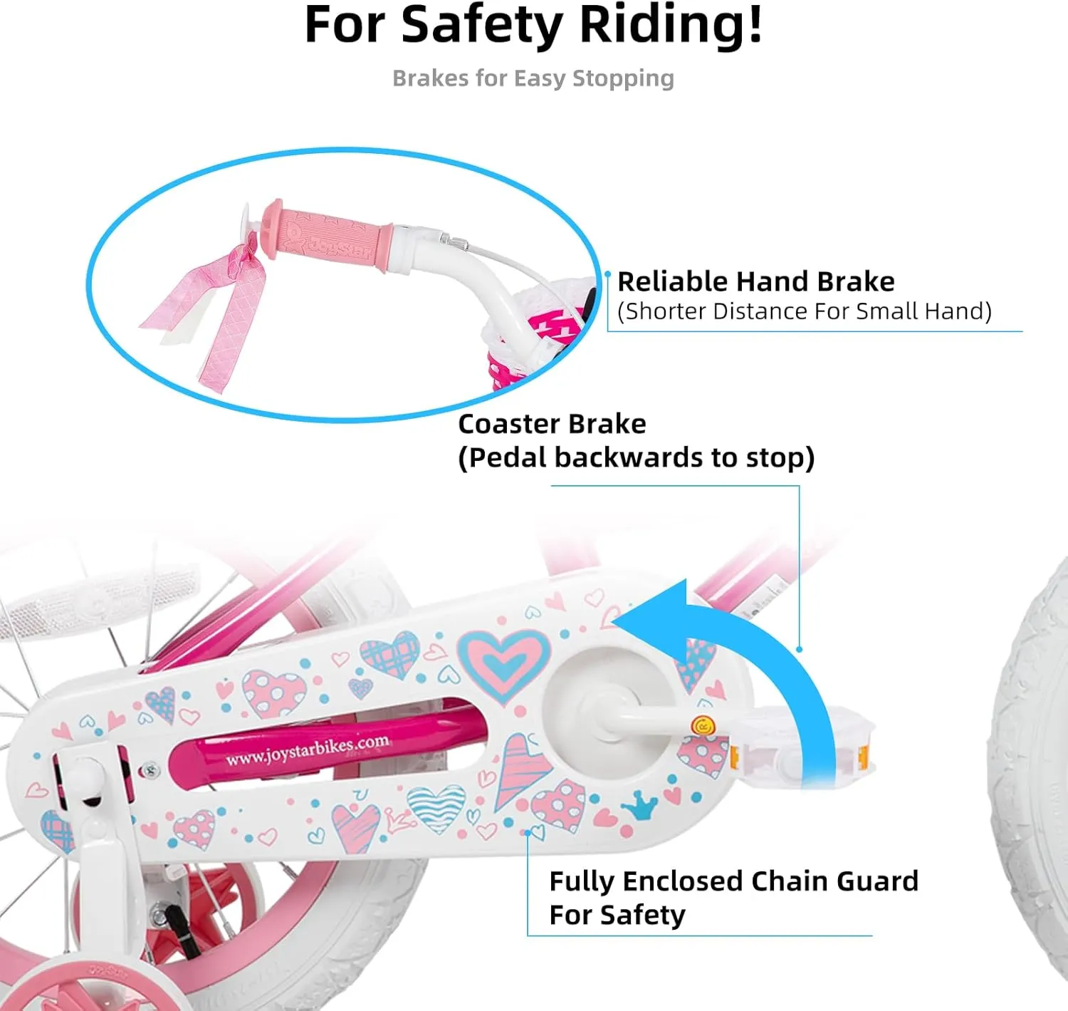 JOYSTAR Angel Girls Bike for Toddlers and Kids Ages 2-13 Years Old, 12 14 16 18 20 Inch Kids Bike with Training Wheels & Basket, 20 24 Inch Girls Bicycle with Handbrake & Kickstand