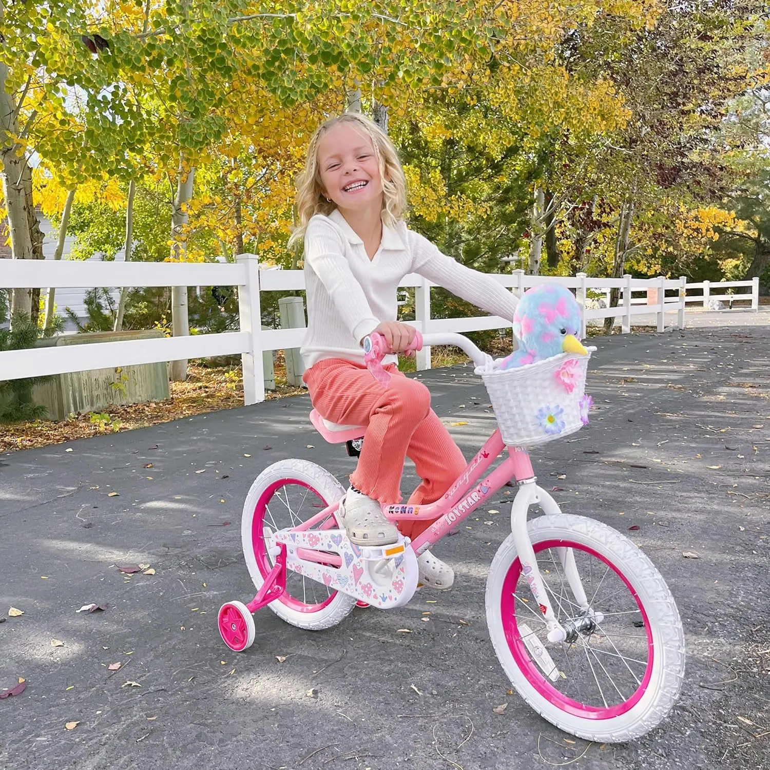 JOYSTAR Angel Girls Bike for Toddlers and Kids Ages 2-13 Years Old, 12 14 16 18 20 Inch Kids Bike with Training Wheels & Basket, 20 24 Inch Girls Bicycle with Handbrake & Kickstand