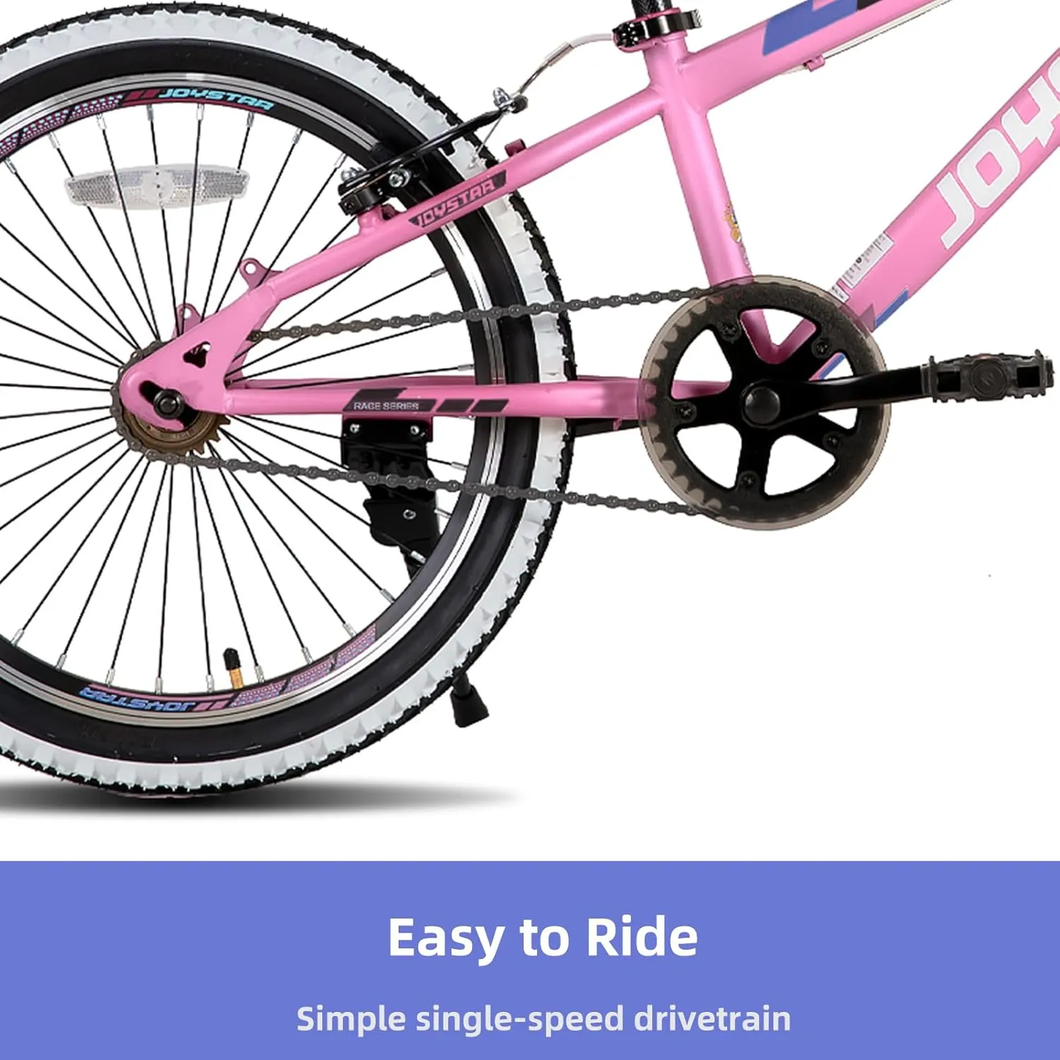 JOYSTAR Lubbock 20 24 Inch Kids Bike for Boys & Girls Ages 7-12 Years Hardtail Mountain Bike for Kids with 1-Speed/7-Speed Drivetrain, White Wall Knobby Tires, Kids' Bicycle