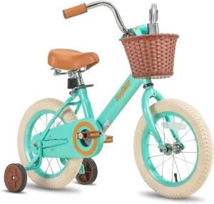 JOYSTAR Vintage Kids Bike with Training Wheels & Basket, 12 14 16 20 24 Inch Girls Bike for 2-14 Years Old, Multiple Colors