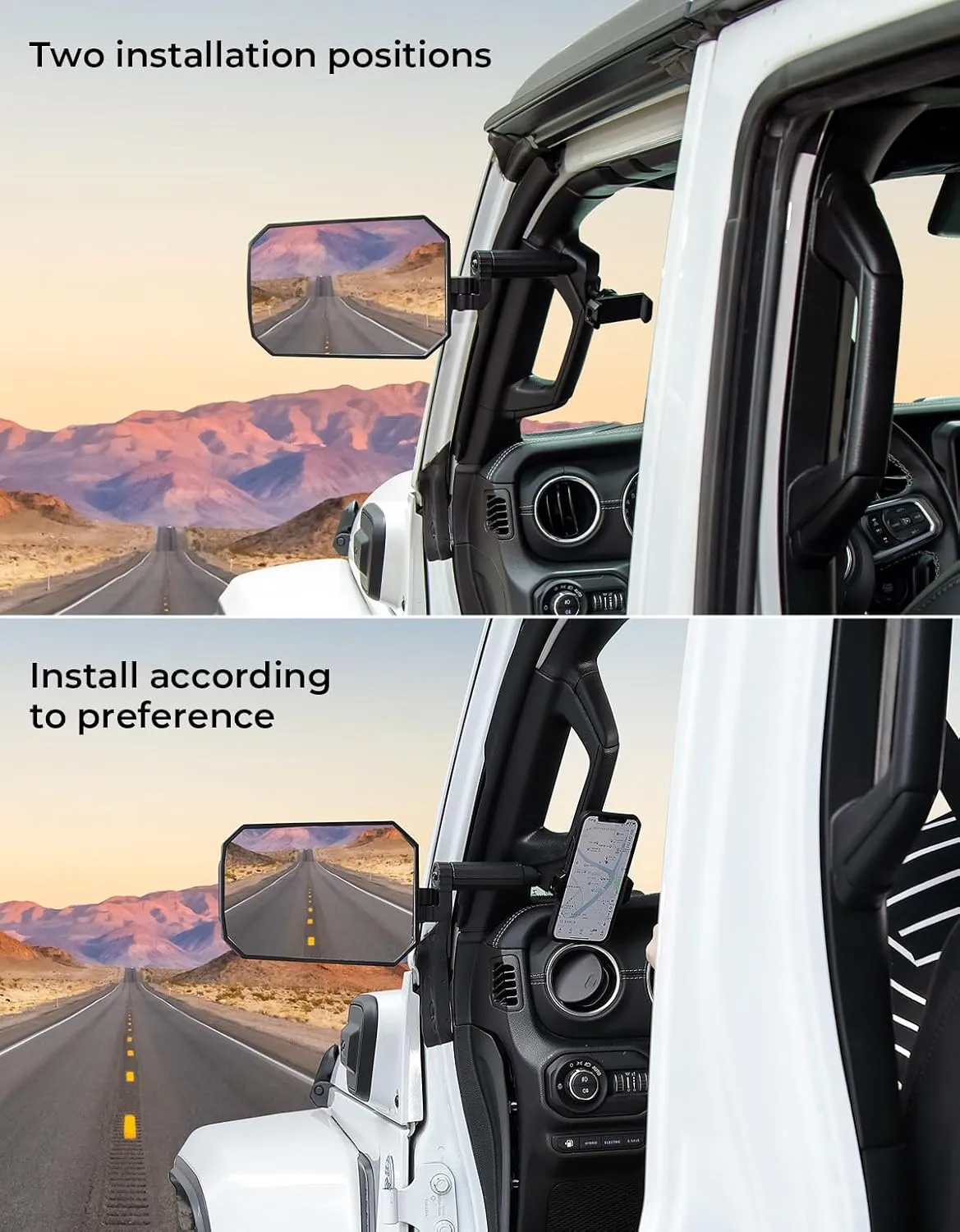 JOYTUTUS Mirrors Doors Off Compatible with 2018-2023 Wrangler JL/JLU & Gladiator JT, JL Side Mirrors with Ball Adapter, Wider View No Vibrate & Wobble (NOT FIT 2024 2025 Wrangler & Gladiator JT)