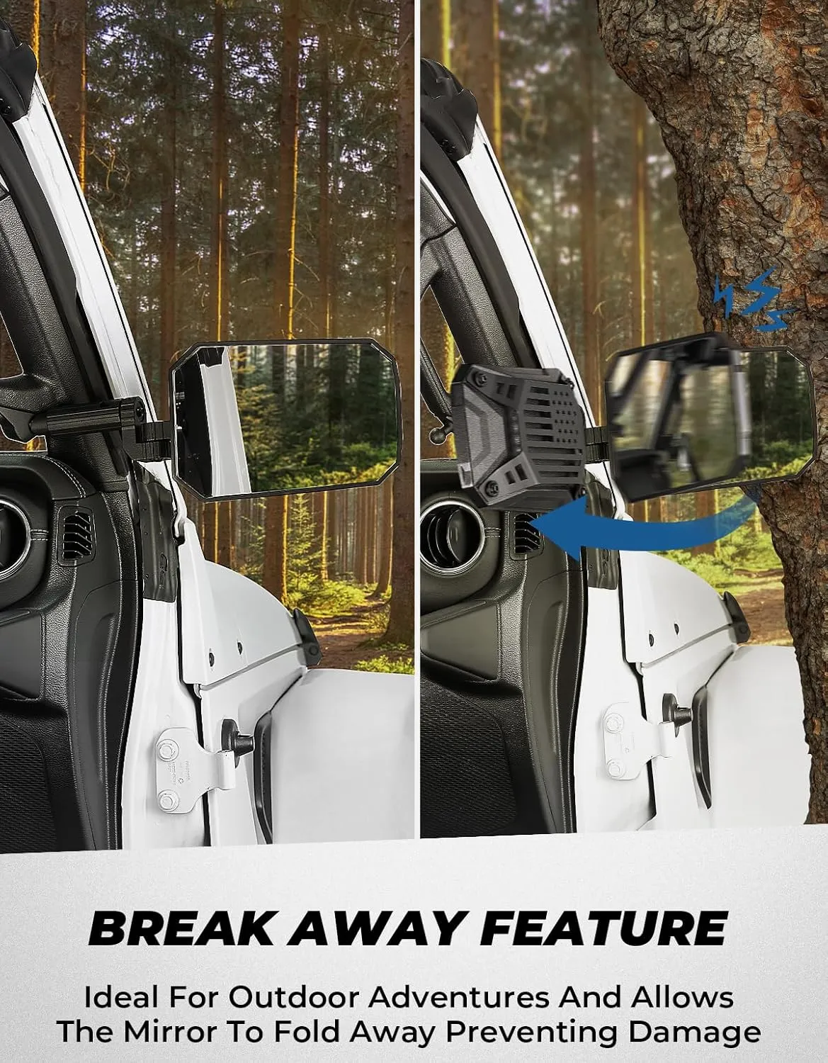 JOYTUTUS Mirrors Doors Off Compatible with 2018-2023 Wrangler JL/JLU & Gladiator JT, JL Side Mirrors with Ball Adapter, Wider View No Vibrate & Wobble (NOT FIT 2024 2025 Wrangler & Gladiator JT)