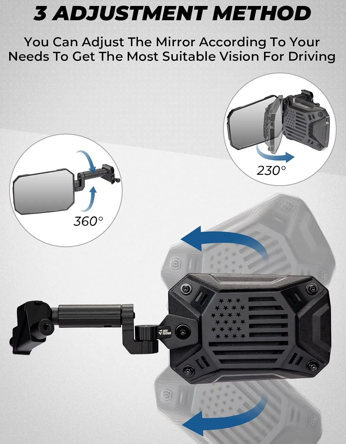 JOYTUTUS Mirrors Doors Off Compatible with 2018-2023 Wrangler JL/JLU & Gladiator JT, JL Side Mirrors with Ball Adapter, Wider View No Vibrate & Wobble (NOT FIT 2024 2025 Wrangler & Gladiator JT)