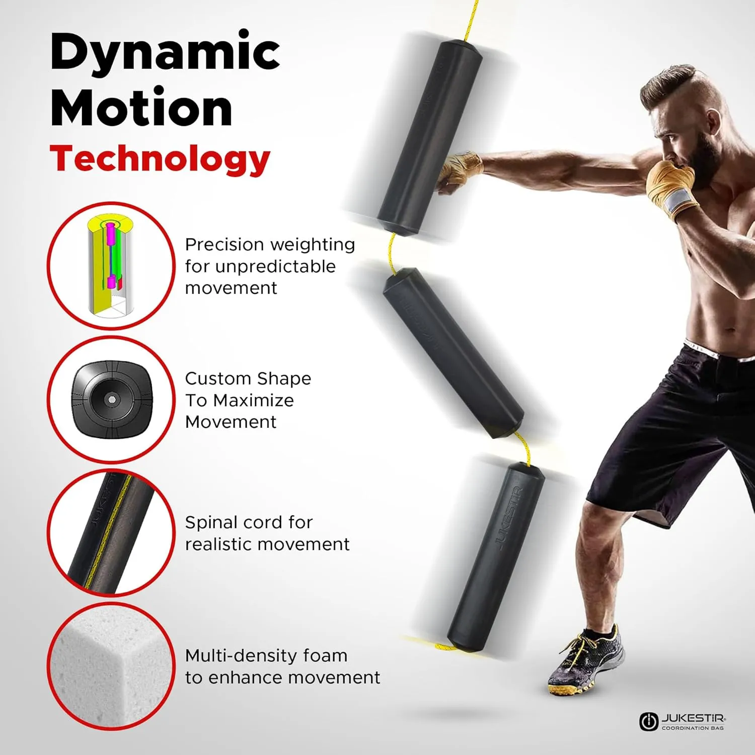 Jukestir® Punching Bag with Dynamic Motion, Better Footwork Than Double End Bag, Speed Bags for Boxing, More Agility Than Heavy Bag, Reflex Bag Boxing, Great MMA Workout at Home, Used by Pros