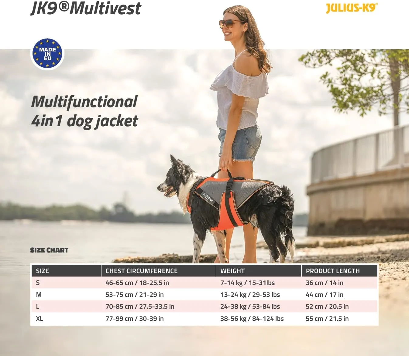 Julius-K9 JK9 Multivest, Size: M, UV Orange