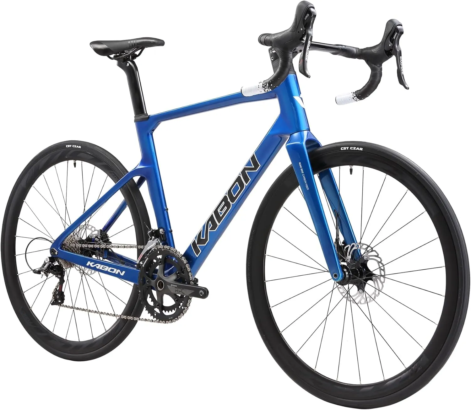 KABON Carbon Road Bike, T800 Carbon Fiber Frame 700C Road Bike with 18 Speeds Drivetrain, Integrated Carbon Handlebar, Disc Brakes Racing Bicycle for Men and Women