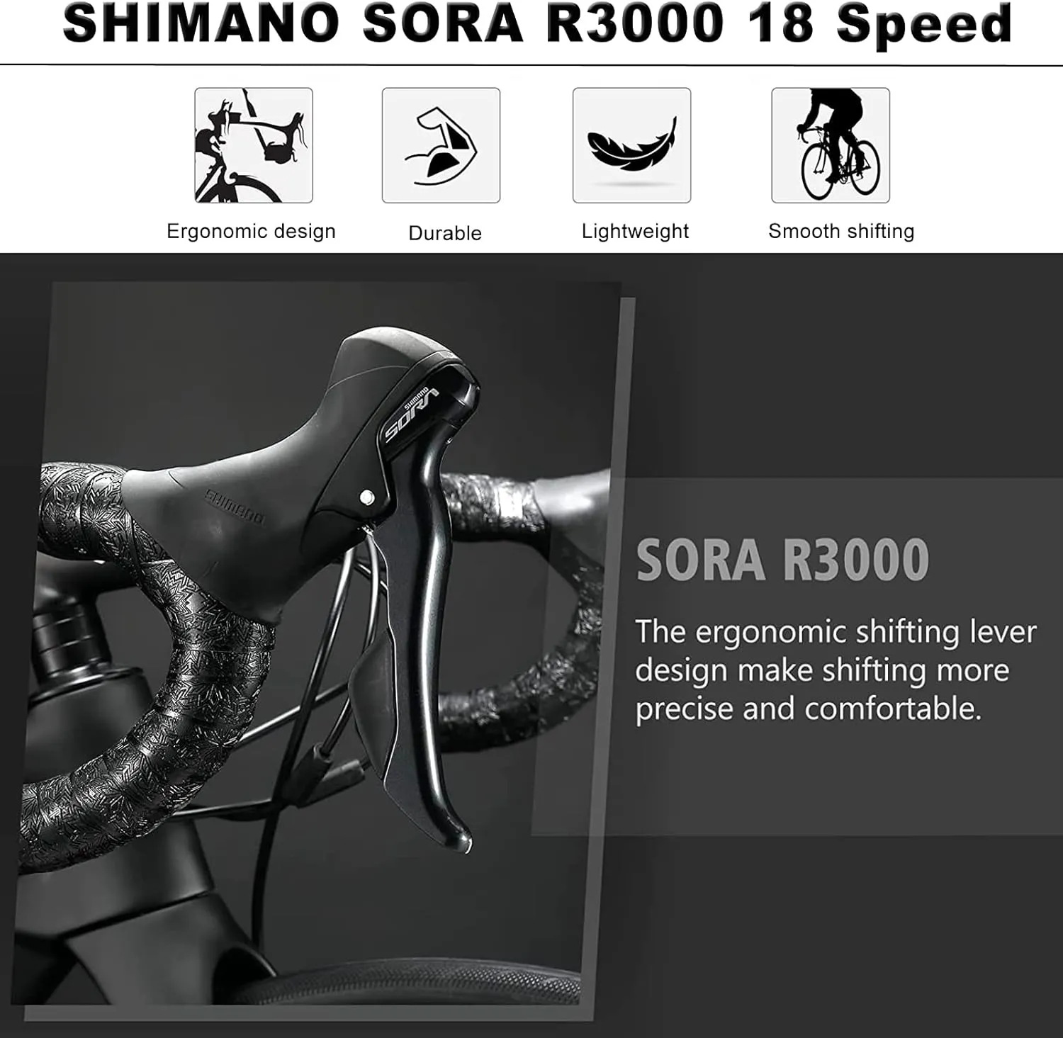 KABON Carbon Road Bike, T800 Carbon Fiber Frame 700C Road Bike with 18 Speeds Drivetrain, Integrated Carbon Handlebar, Disc Brakes Racing Bicycle for Men and Women