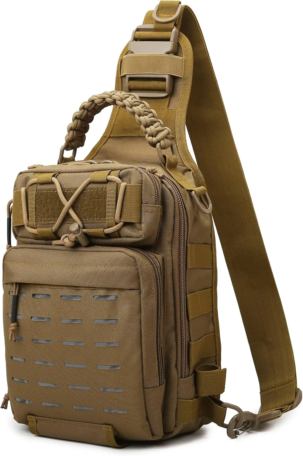 kefit Fishing Backpack with Rod Holder, Lightweight Fishing Tackle Backpack, Sling Fishing Bag - Brown