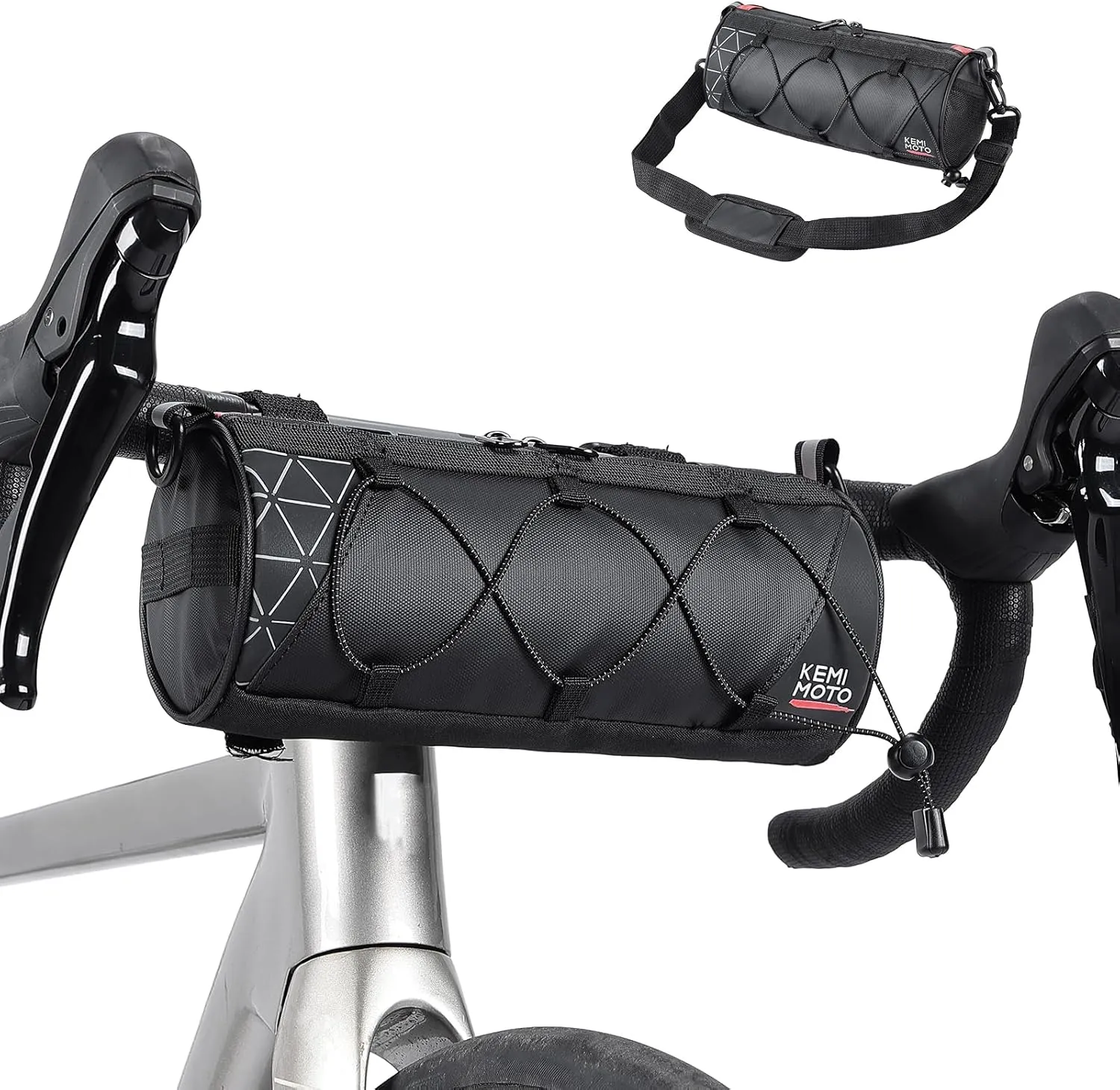 KEMIMOTO Bike Handlebar Bag with Waterproof Rain Cover Front Bike Bag for Bicycles - Water-resistant Dual Zippers for Mountain Road Bike, Cycling Commuter Shoulder Bag Professional Bicycle Accessories