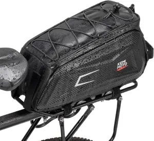 KEMIMOTO Bike Rear Rack Bag, 9L EVA Hard Shell Water-resistant Bicycle Trunk Saddle Bag with Shoulder Strap for Commuting and Cycling, Reflective Design Non-slip Bottom, Black