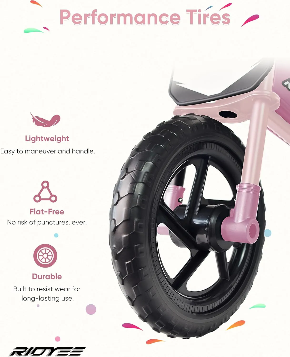 Kids Balance Bike 2 Year Old, Toddler Balance Bikes for 2 to 5 Year with Adjustable Shock-Absorbing Seat, Balance Bike 3 Year Old, DIY Stickers, Handlebar Pad, Limited Steering