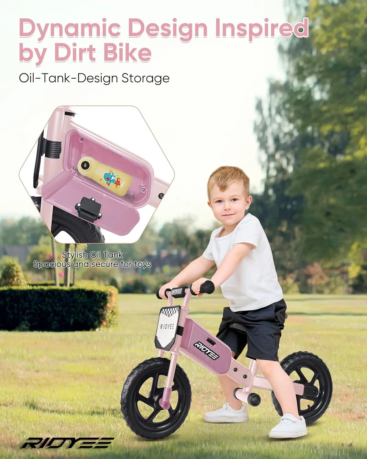 Kids Balance Bike 2 Year Old, Toddler Balance Bikes for 2 to 5 Year with Adjustable Shock-Absorbing Seat, Balance Bike 3 Year Old, DIY Stickers, Handlebar Pad, Limited Steering