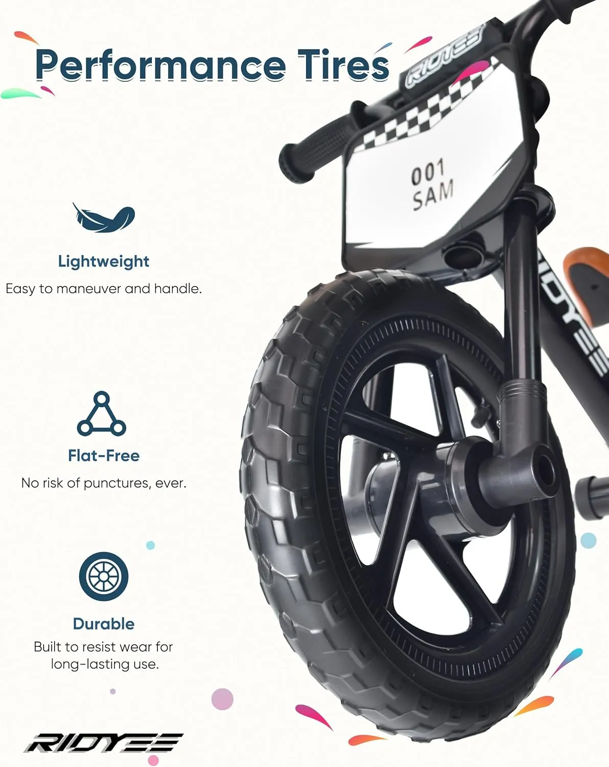 Kids Balance Bike 2 Year Old, Toddler Balance Bikes for 2 to 5 Year with Adjustable Shock-Absorbing Seat, Balance Bike 3 Year Old, DIY Stickers, Handlebar Pad, Limited Steering