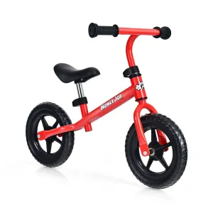 Kids No Pedal Balance Bike with Adjustable Handlebar and Seat - Red