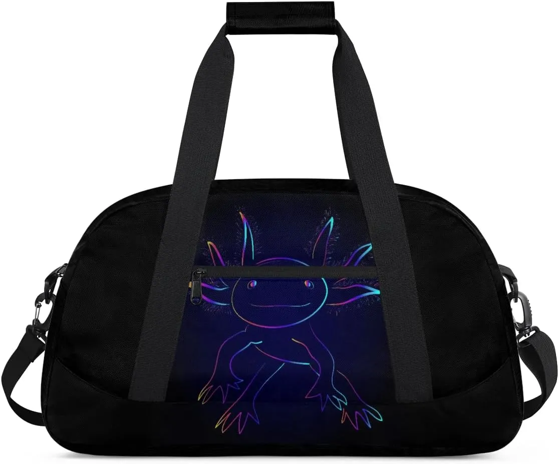 Kids Overnighter Duffel Bags for Boys Girls, Carry-On Size Sports Gym Bag for School Practice or Overnight Travel Weekender Sleepover Workout Tote Bag, Blue Axolotl