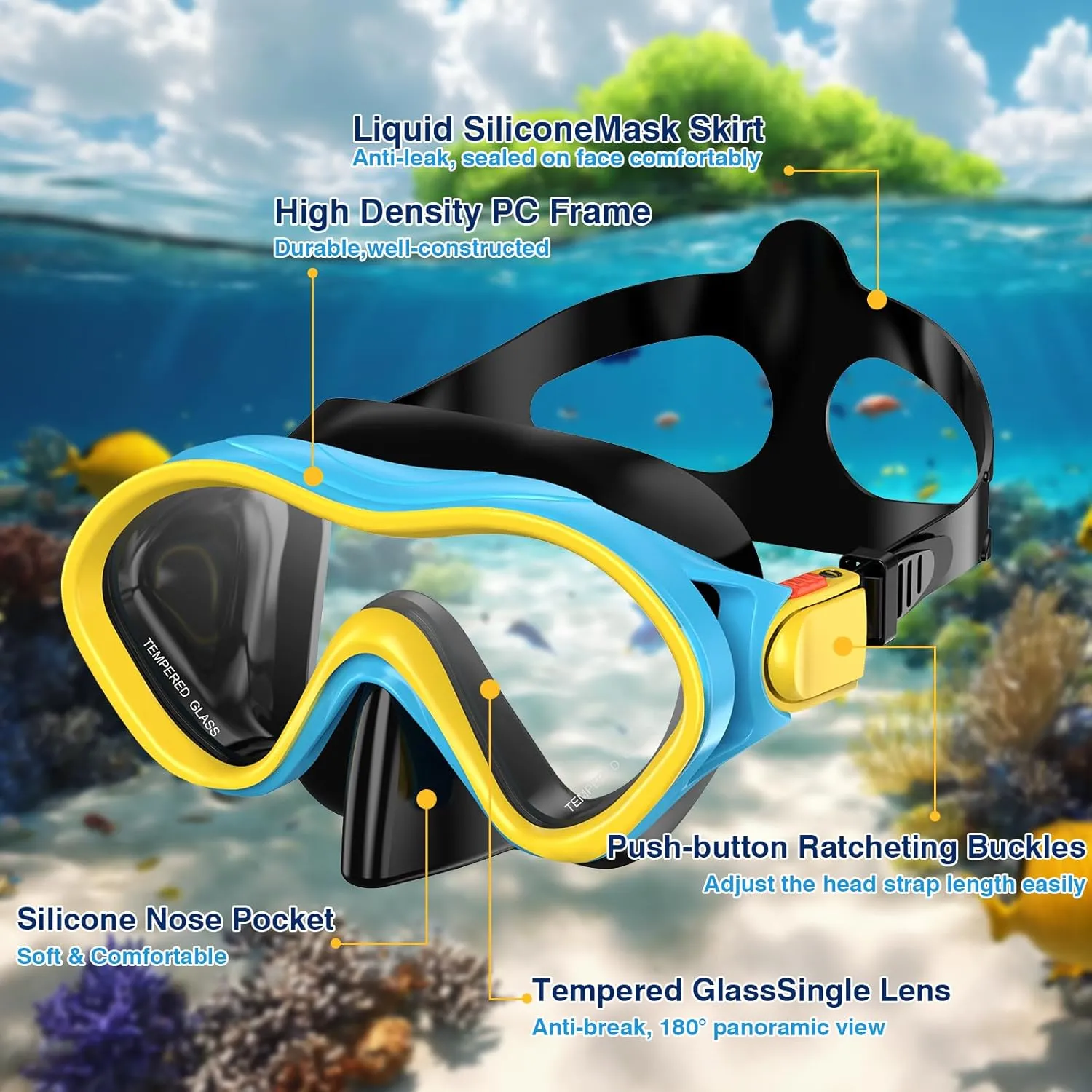 Kids Snorkel Mask Fins Set for 3-8 Years Old Boys Girls Youth Junior with Carrying Bag for Snorkeling Swimming Freediving