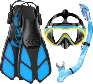 Kids Snorkel Mask Fins Set for 3-8 Years Old Boys Girls Youth Junior with Carrying Bag for Snorkeling Swimming Freediving
