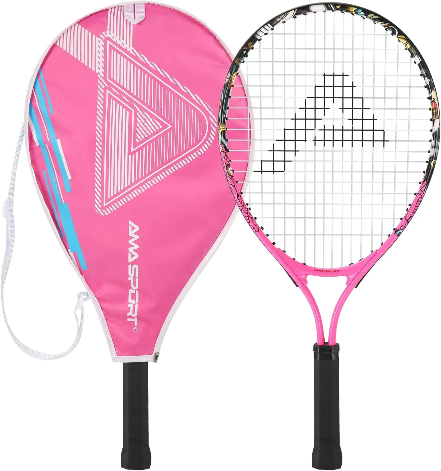 Kids Tennis Racket for Boys & Girls Aged 2-12 - Multi-Color & Style Youth Tennis Racket for Beginner, Includes 420D Nylon Shoulder Strap Bag