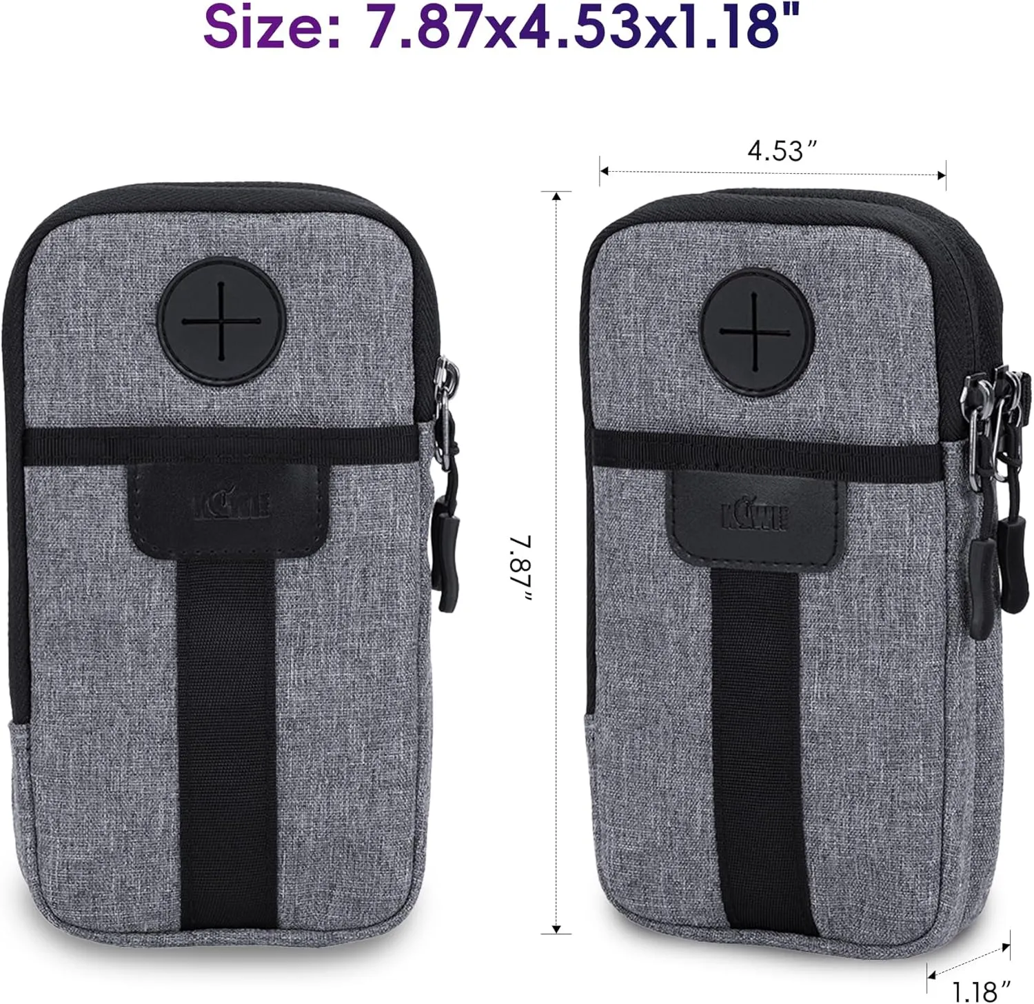 KIWIFOTOS Travel Cell Phone Pouch Belt Pouch, Dual Phone Holster Crossbody Bag with Shoulder Strap for iPhone 15 14 Pro Max Case Holder with Neck Lanyard Smartphone Walking Passport Wallet