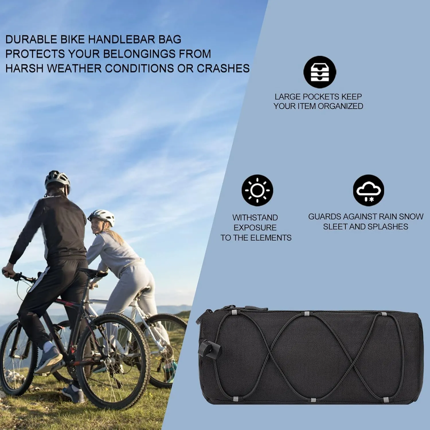 KOSIBATE Bike Handlebar Bag,Bicycle Handlebar bag,Bike Frame Bag with Shoulder Strap,Bicycle Front Bag Fram Storage Roll Bag Mountain Road Bikes Bicycle Accessories, Bike Pouch for Bicycle (