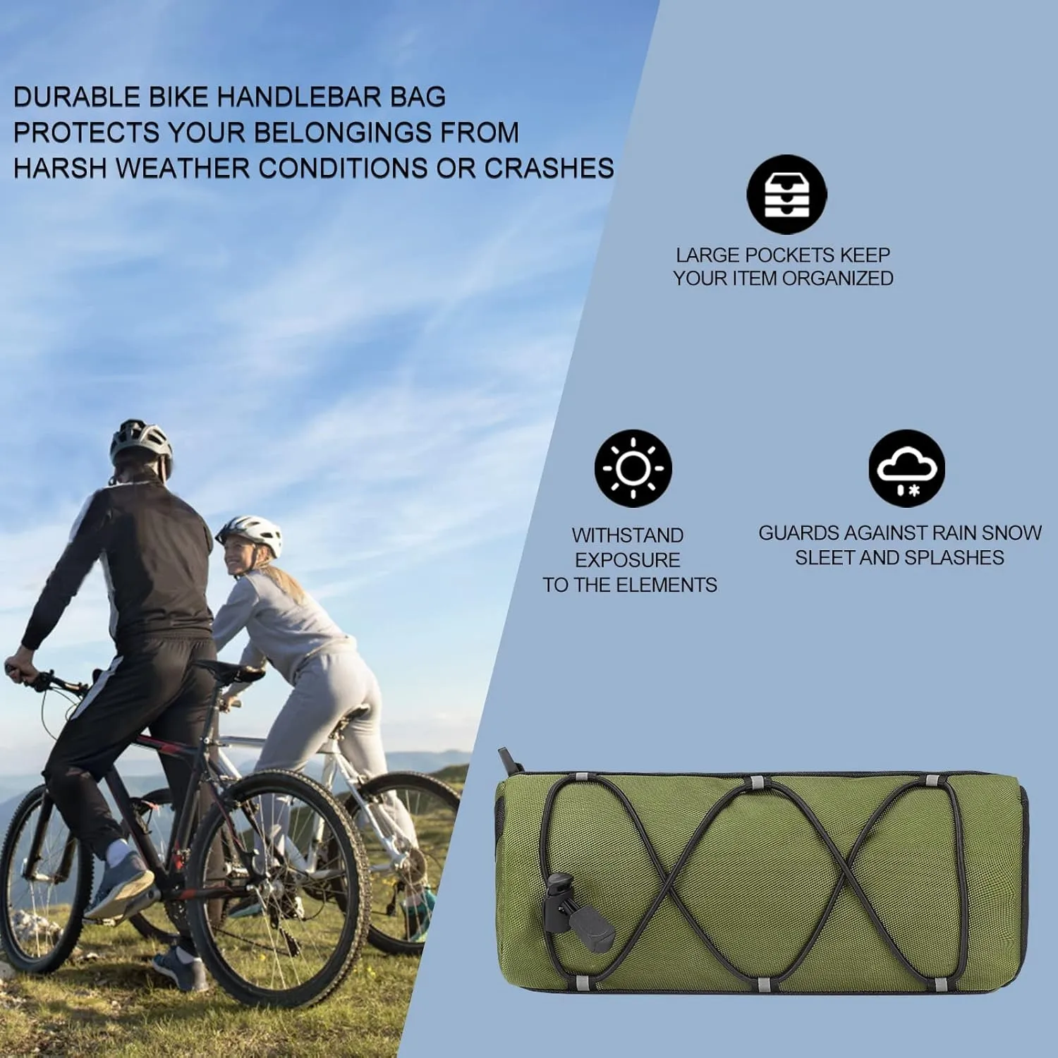 KOSIBATE Bike Handlebar Bag,Bicycle Handlebar bag,Bike Frame Bag with Shoulder Strap,Bicycle Front Bag Fram Storage Roll Bag Mountain Road Bikes Bicycle Accessories, Bike Pouch for Bicycle (