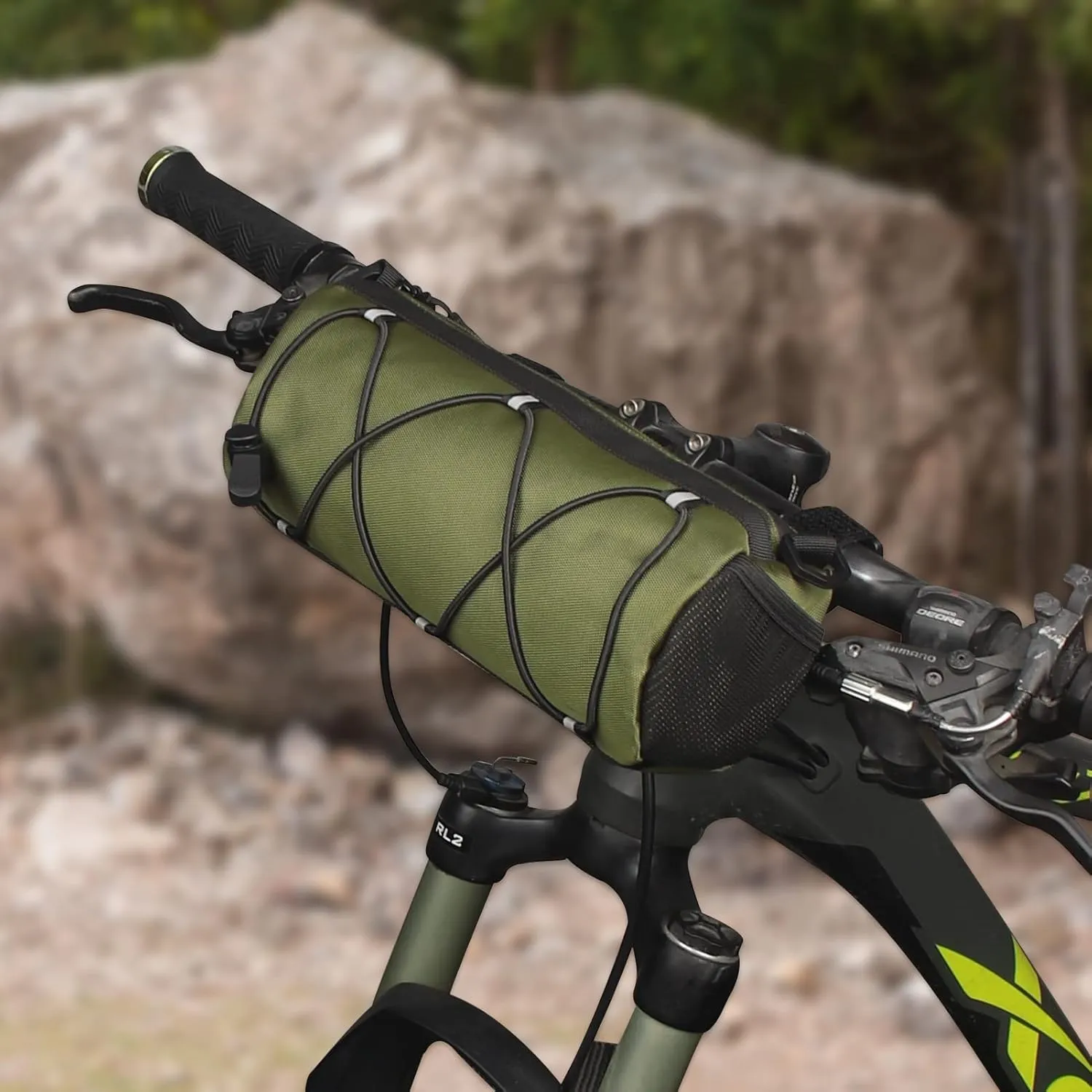 KOSIBATE Bike Handlebar Bag,Bicycle Handlebar bag,Bike Frame Bag with Shoulder Strap,Bicycle Front Bag Fram Storage Roll Bag Mountain Road Bikes Bicycle Accessories, Bike Pouch for Bicycle (