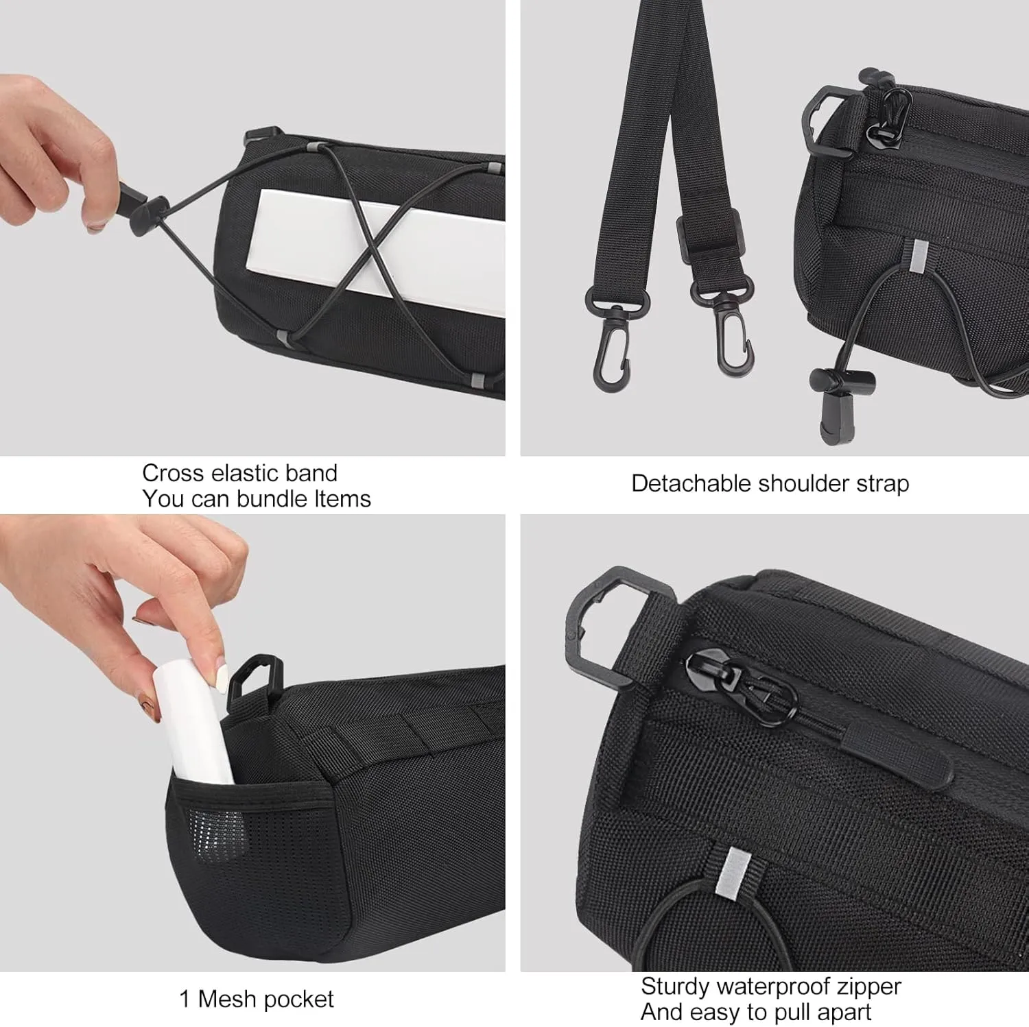 KOSIBATE Bike Handlebar Bag,Bicycle Handlebar bag,Bike Frame Bag with Shoulder Strap,Bicycle Front Bag Fram Storage Roll Bag Mountain Road Bikes Bicycle Accessories, Bike Pouch for Bicycle (